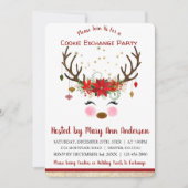 Schattige rendier Kerstmis Cookie Exchange Party Kaart (Voorkant)