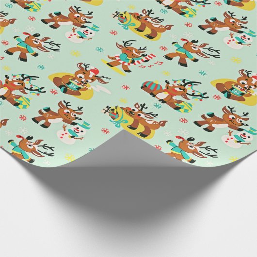Schattige rendier kerstontwerp cadeaupapier (Hoek)