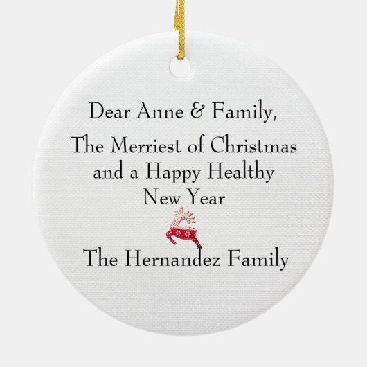 Schattige rendier kerstpatroon rood & wit keramisch ornament (Achterkant)