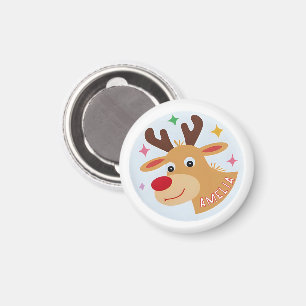 Schattige Rendier Kind Naam Kerstcadeau Magneet