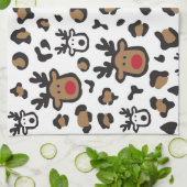Schattige rendier luipaard print patroon Keuken Ha Theedoek (Gevouwen)