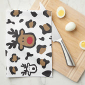 Schattige rendier luipaard print patroon Keuken Ha Theedoek (Quarter Fold)