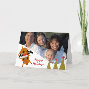 Schattige rendier met familie foto of koppels foto feestdagen kaart