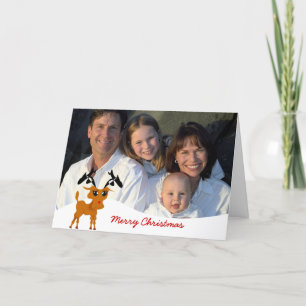 Schattige rendier met familie foto of koppels foto feestdagen kaart