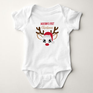 Schattige rendier met naam Eerste Kerstmis Romper
