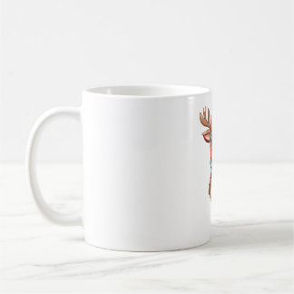 Schattige rendier met sjaal kerst koffiemok