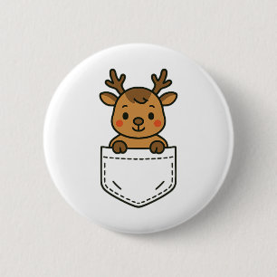 Schattige rendier pocket pal grappig santa's rendi ronde button 5,7 cm
