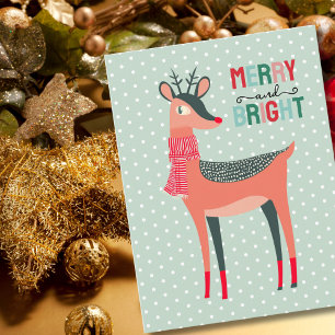 Schattige Rendier Winter Sneeuw Kerstfoto Custom Feestdagenkaart