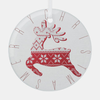Schattige rendier wit + rode kersttrui patroon glas ornament