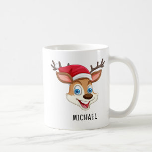 Schattige rendieren gepersonaliseerde naam kerst koffiemok