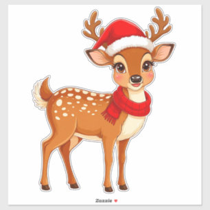Schattige rendieren met kerstmuts sticker