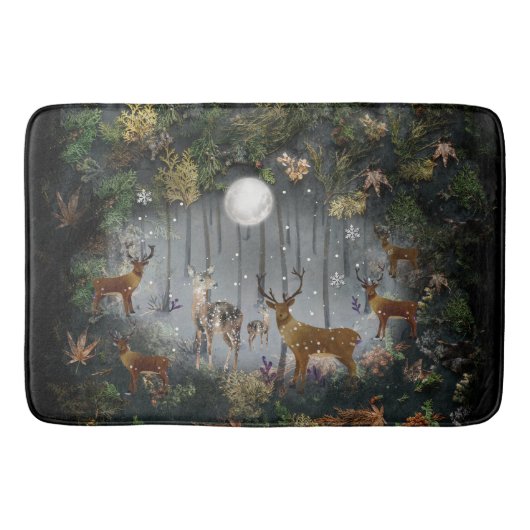 Schattige rendieren 's nachts badmat (Voorkant)