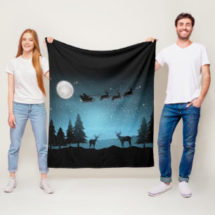 Schattige rendieren 's nachts fleece deken