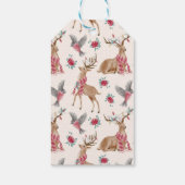 Schattige rendieren, vogels, bloemen cadeaulabel (Achterkant)