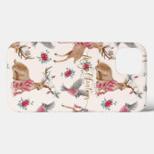 Schattige rendieren, vogels, bloemen Case-Mate iPhone case (Achterkant (horizontaal))
