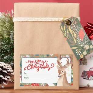 Schattige rendieren vrolijk kerstlichten rechthoekige sticker