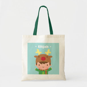 Schattige Rendierjongen Kerstmis Voor Kinderen Tote Bag