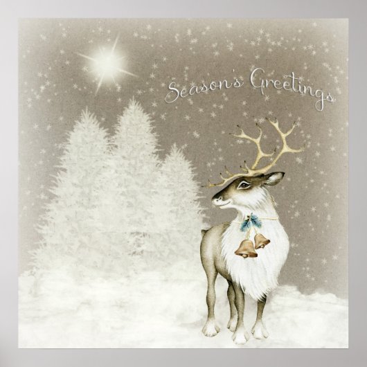 Schattige rendiervernieuwing in de winter poster (Voorkant)