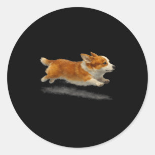 Schattige rennende hond grappige Corgi rennende ku Ronde Sticker