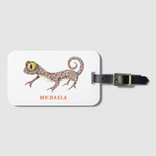 Schattige reptiel gepersonaliseerd bagagelabel