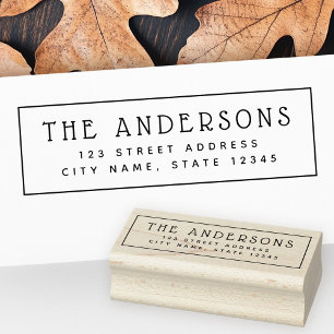 Schattige retouradres en grens 	rubberstempel