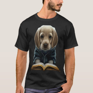 Schattige retriever hond met boek boekenwurm t-shirt