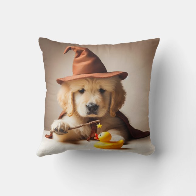 Schattige Retriever Wizard Pillow Kussen (Achterkant)