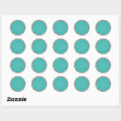 Schattige Retro 60s Flower Turquoise Custom Baby s Ronde Sticker (Vel)