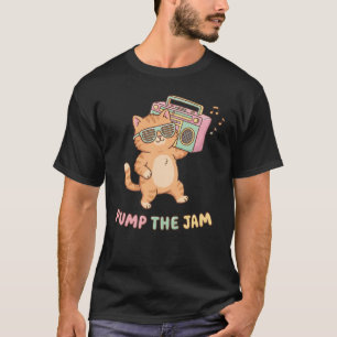 Schattige Retro 90s Kat Boombox Pump The Jam T-shirt