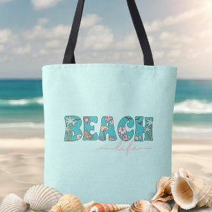 Schattige Retro Beach Life Blauw Draagtas