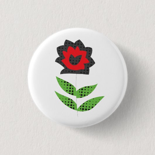 Schattige Retro Bloem Knop Speld Cadeau Ronde Button 3,2 Cm (Voorkant)