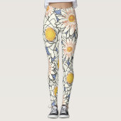 Schattige retro bloemen l Blauw en wit Leggings (Voorkant)