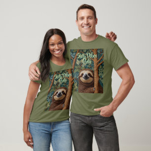Schattige retro boho grappige luiaard vibes only t-shirt