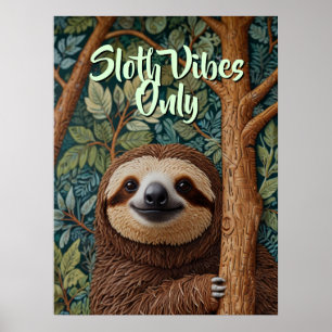 Schattige retro boho luiaard hou vol poster