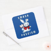 Schattige Retro Bunny - Smash Fascisme Vierkante Sticker (Envelop)