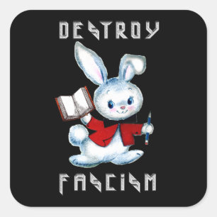 Schattige Retro Bunny - Vernietig het fascisme Vierkante Sticker