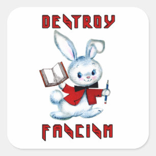 Schattige Retro Bunny - Vernietig het fascisme Vierkante Sticker