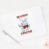 Schattige Retro Bunny - Vernietig het fascisme Vierkante Sticker (Envelop)