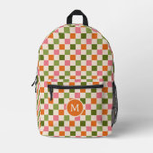 Schattige Retro Checkerboard Monogram Roze Sinaasa Bedrukte Rugzak (Voorkant)