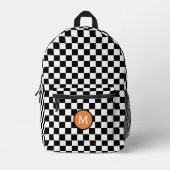 Schattige Retro Checkerboard Monogram Zwart-Wit Bedrukte Rugzak (Voorkant)