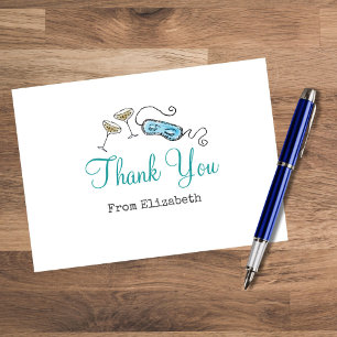 Schattige Retro Dankkaart voor Cocktailfeestje uit Bedankkaart