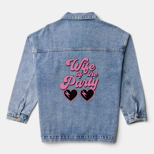 Schattige Retro Echtgenote Van De Feest-Bacheloret Denim Jacket (Achterkant)