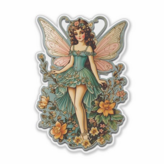 Schattige retro fee sticker (Voorkant)