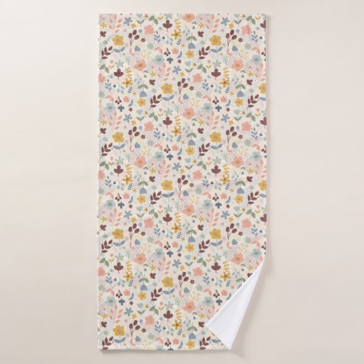 Schattige Retro Floral Design Badhanddoek (Badhanddoek)