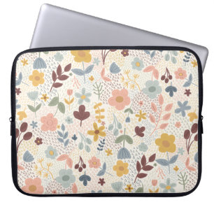 Schattige Retro Floral Design Laptop Sleeve