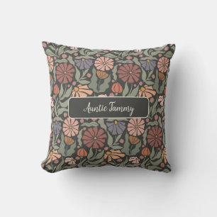 Schattige Retro Flowers Naam Sierkussen