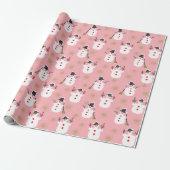 Schattige Retro Frosty Gold Roze Cadeaupapier (Uitgerold)