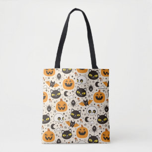 Schattige Retro Halloween patroon Draagtas