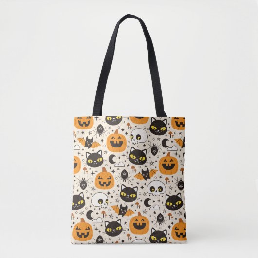 Schattige Retro Halloween patroon Draagtas (Voorkant)