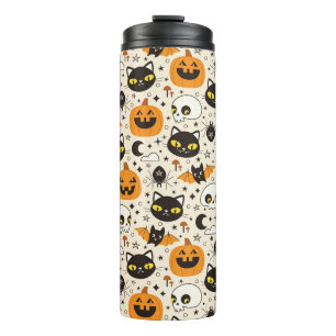 Schattige Retro Halloween patroon Thermosbeker